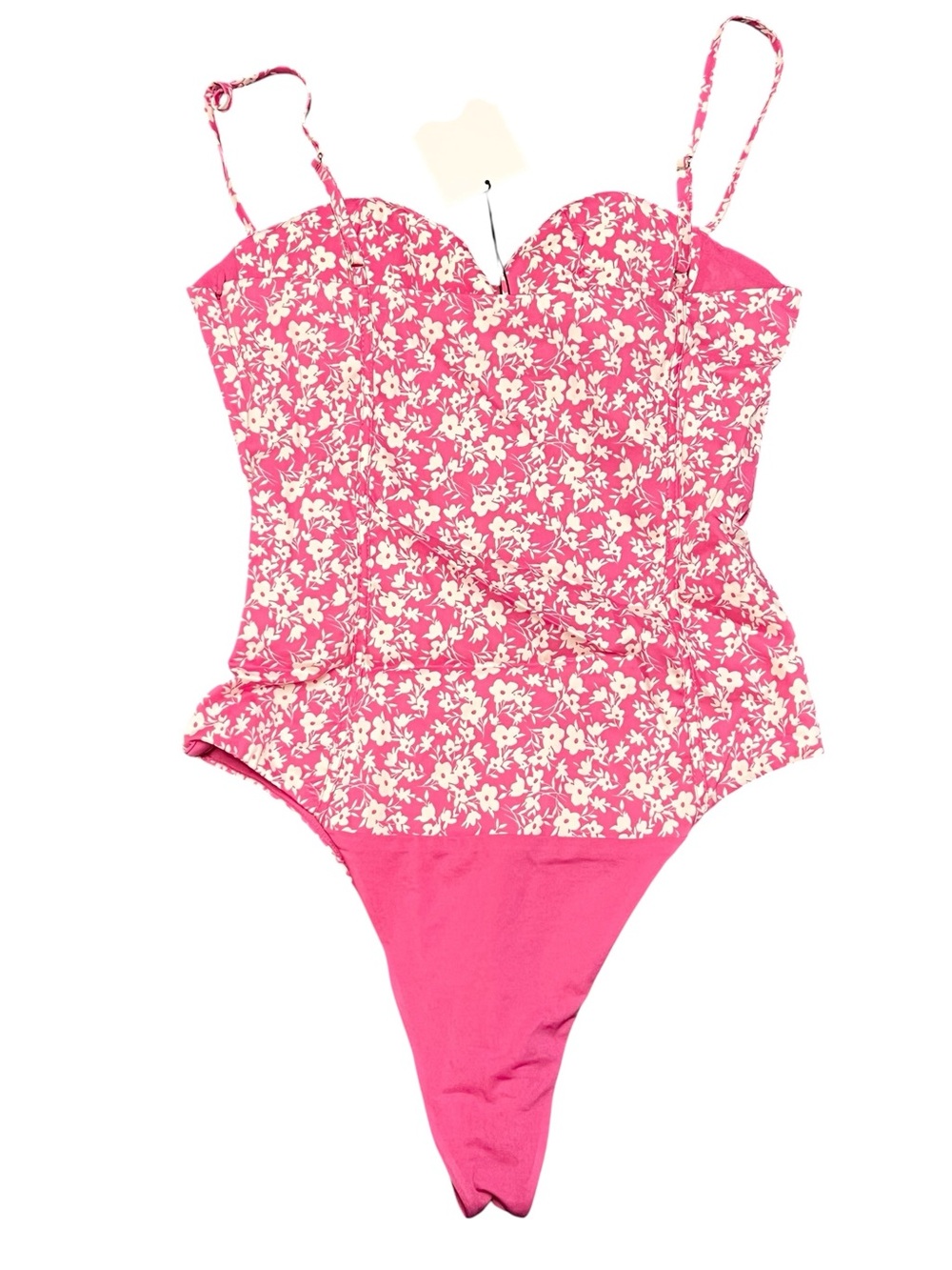Zara Pink Floral Corset Style Bodysuit. Size XS